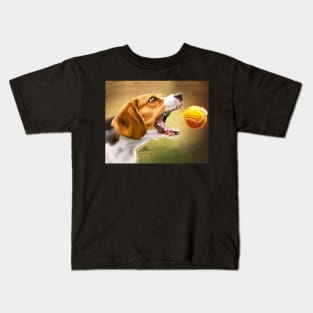 Digital Dog Playing Catch Kids T-Shirt